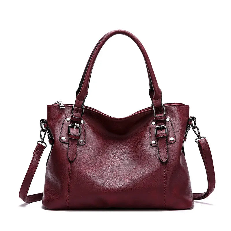Retro Womens Shoulder Bag - Large Capacity - Purple Red 250mm x 350mm x 130mm - handbag