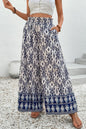 Blue Boho Pattern Print High Waist Wide Leg Loose Pants - Blue 85%Viscose+15%Polyamide - Bottoms/Pants & Culotte