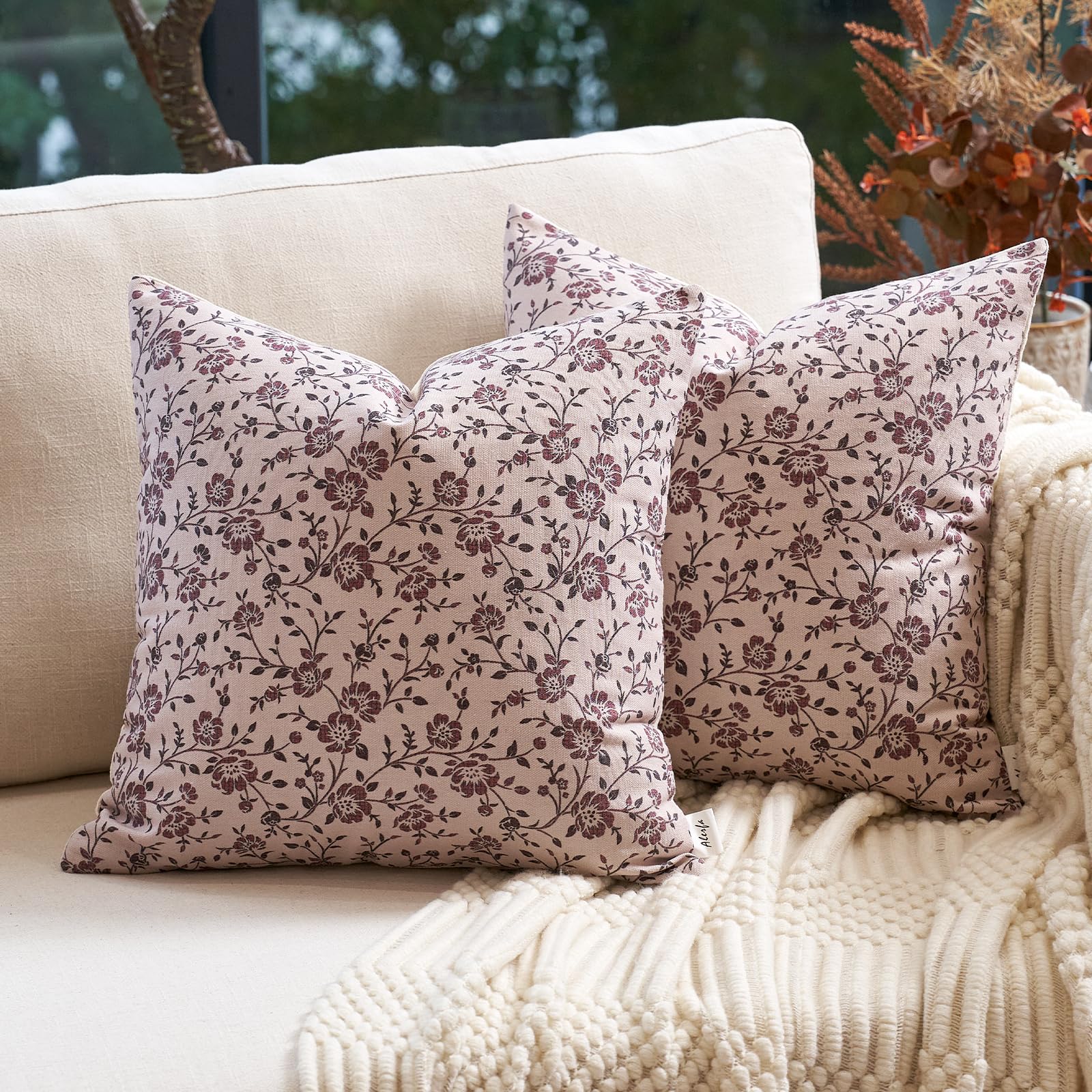 Pompeii Red Floral Accent Pillow Covers by Alerfa - - pillow cover