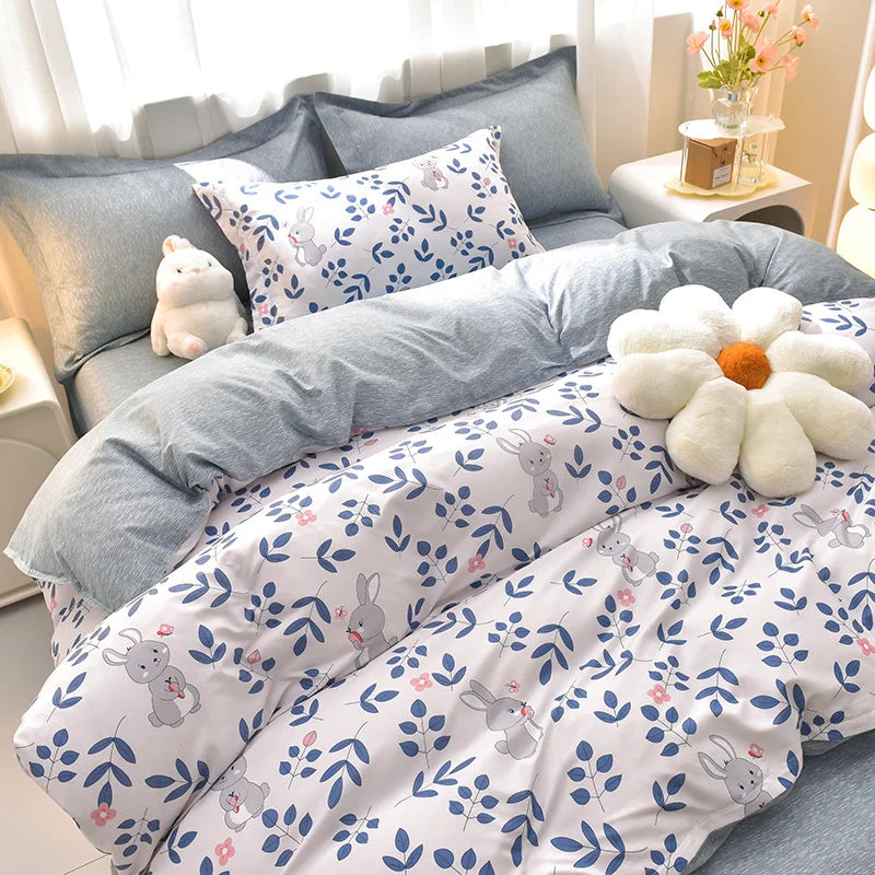 4pcs Microfiber Plant Bedsheets Bedding Set Bedcover Set