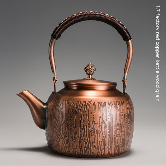 Vintage Copper Tea Craft Pot - 1.7L Copper Kettle-Wood Grain - tea pot