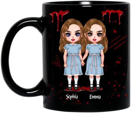 Personalized Besties Coffee Mug - Halloween Gift for Best Friends - Up to 4 Besties - Come play with us forever and ever and ever - - Besties Coffee Mug