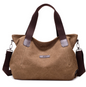 Versatile Canvas Womens Shoulder Tote Bag - Coffee Brown - handbag