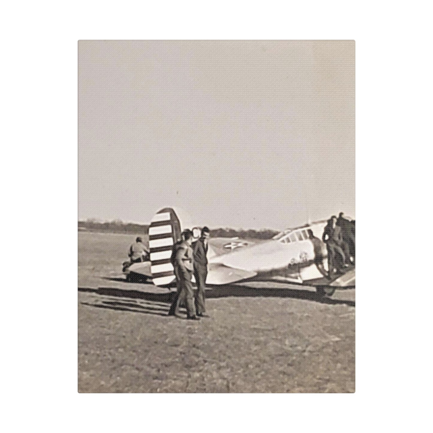 Army Pursuit Plane Ames Airport 1939 Satin Canvas, Stretched