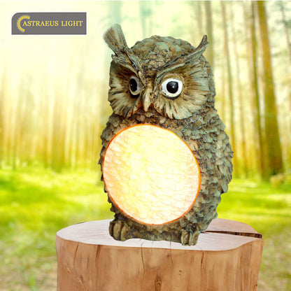 Solar Owl LED Garden Light with Resin Design - - garden light