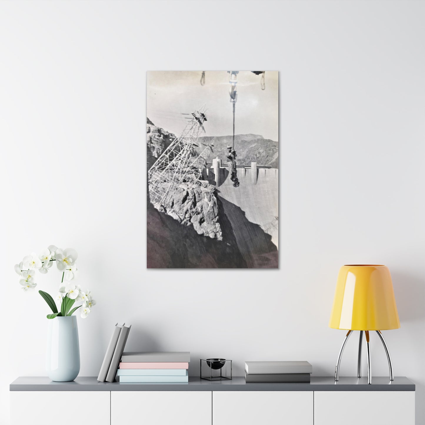 Suspended Boulder Dam Worker Canvas Gallery Wraps