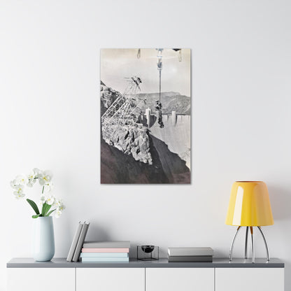 Suspended Boulder Dam Worker Canvas Gallery Wraps 24″ x 36″ 1.25"