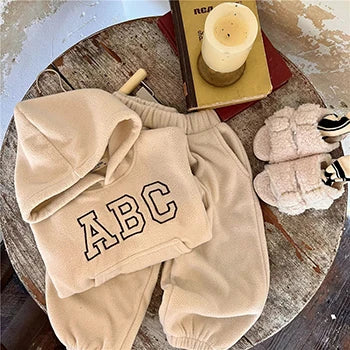 Hoodie and Pant 2PC Infant Fleece Clothes light beige