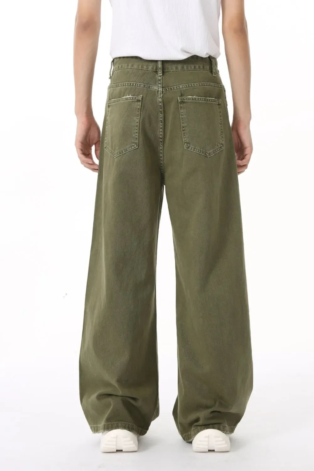 Distressed Wide Leg Jeans with Pockets - -