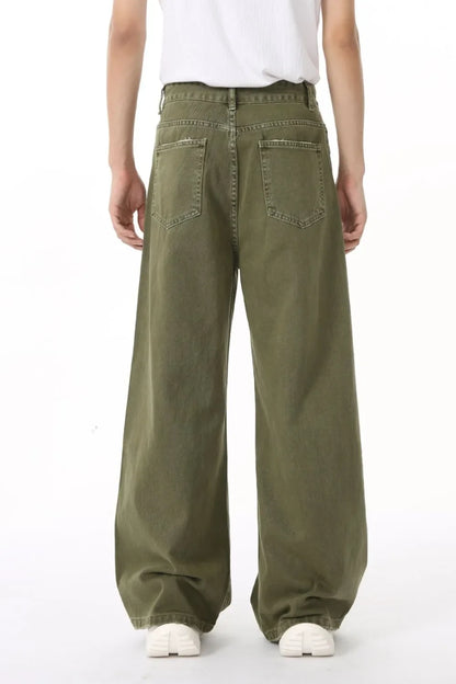 Distressed Wide Leg Jeans with Pockets - -