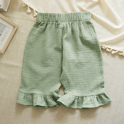 Cotton Girls Flared Pants - Casual Ankle-Length Pants - - pants