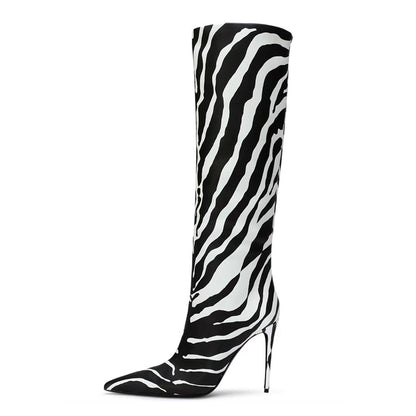Print Pointed Stiletto Heel Boots