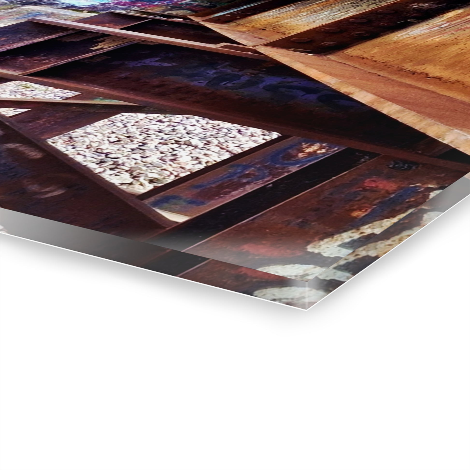 Urban Rust Photography Acrylic Print — Graffiti Underpass Wall Art French Cleat Hanging - - Home Decor