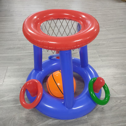 Inflatable Basketball Hoop for Pool Games Outdoors - Ring basketball stand +3 rings 1 ball - pool toy
