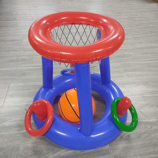 Inflatable Basketball Hoop for Pool Games Outdoors - Ring basketball stand +3 rings 1 ball - pool toy