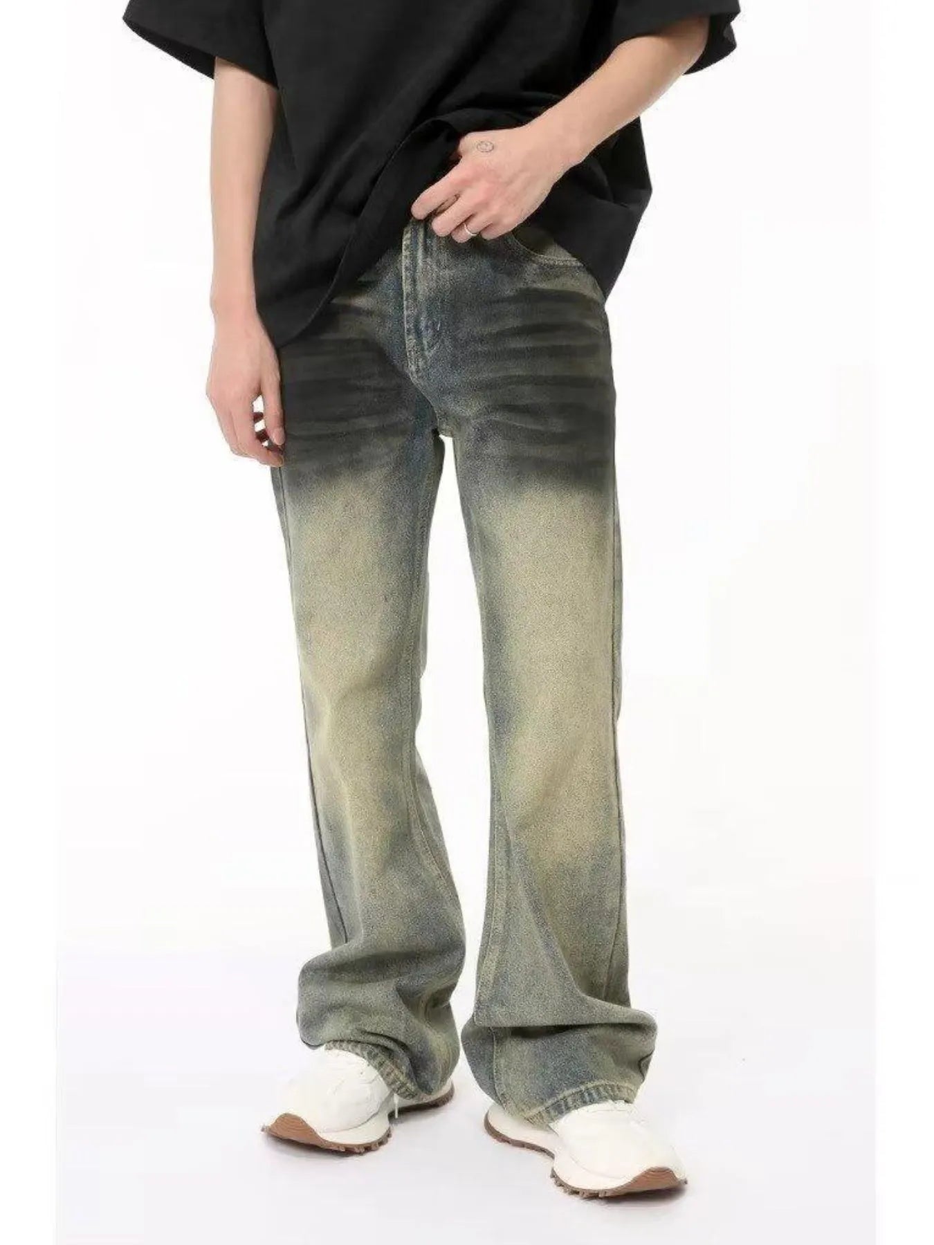 Men's Full Size Fade Loose Fit Jeans Plus Size - -