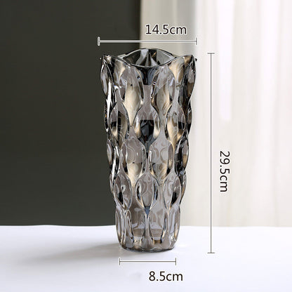 Crystal Glass Vase Flower Arrangement Decoration Ornaments - Grey Large - flower vase