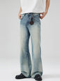 Men's Full Size Vintage Wash Wide Leg Jeans Plus Size - Washed Old Blue -