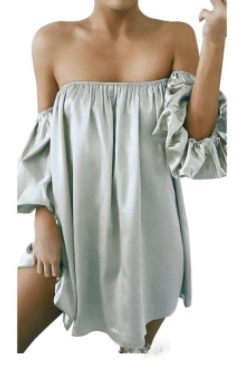 New Womens Off-Shoulder Loose Casual Dress - - dress