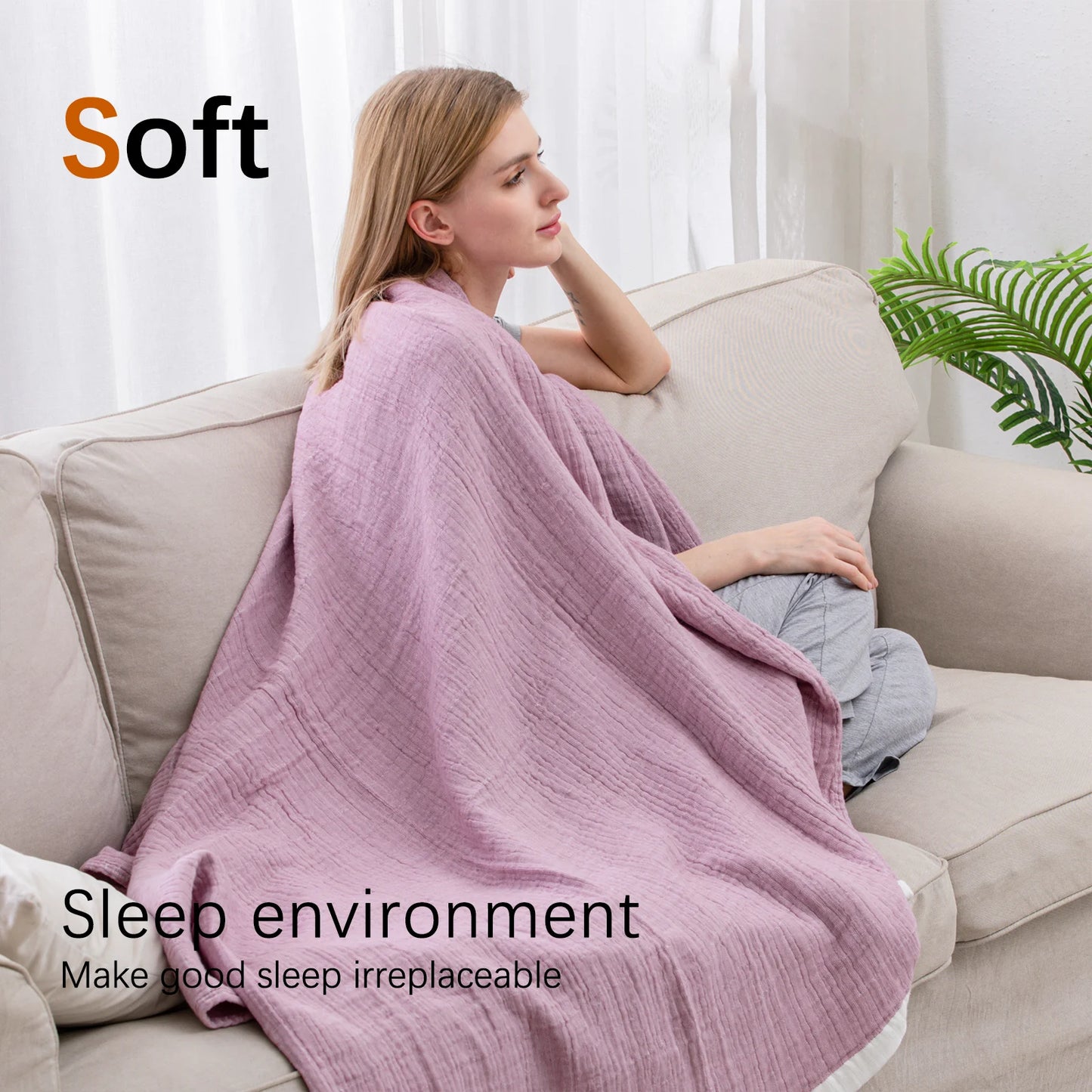 Spot Color 250GSM 150*200CM 100% Cotton Comfortable Home Soft Blanket