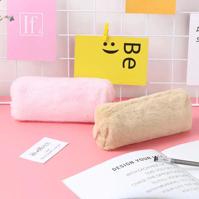 Solid Color Plush Pencil Case