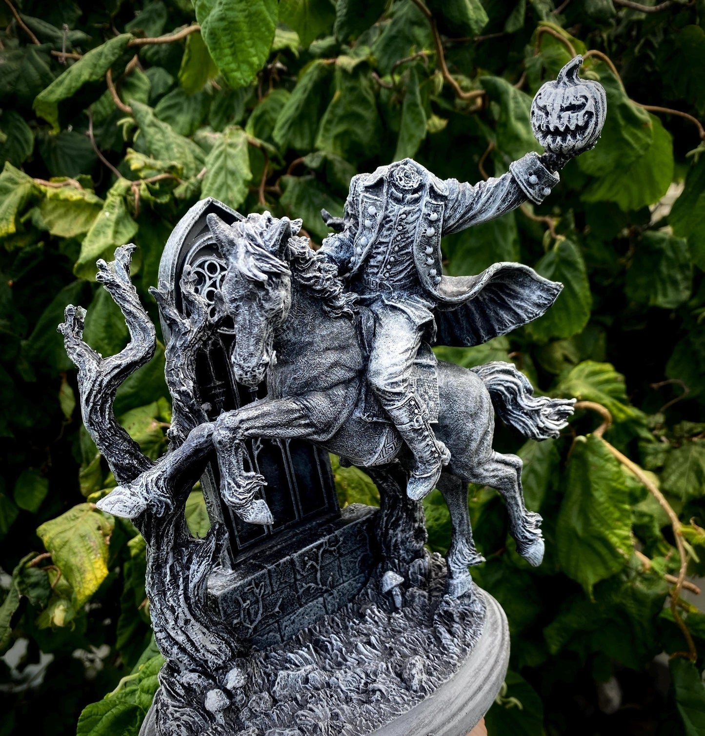 Headless Horseman Riding Statue, Hand Painted Resin Sculpture | Gothic Legend of Sleepy Hollow Figurine | Dark Folklore Art for Spooky Decor - -