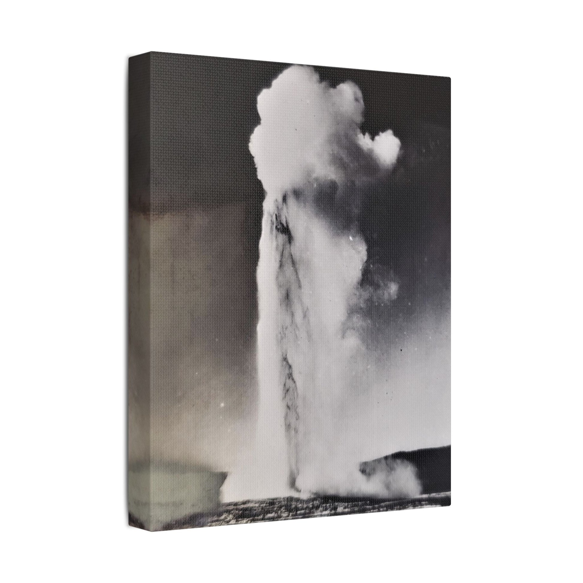 Old Faithful Geyser Yellowstone Satin Canvas Stretched