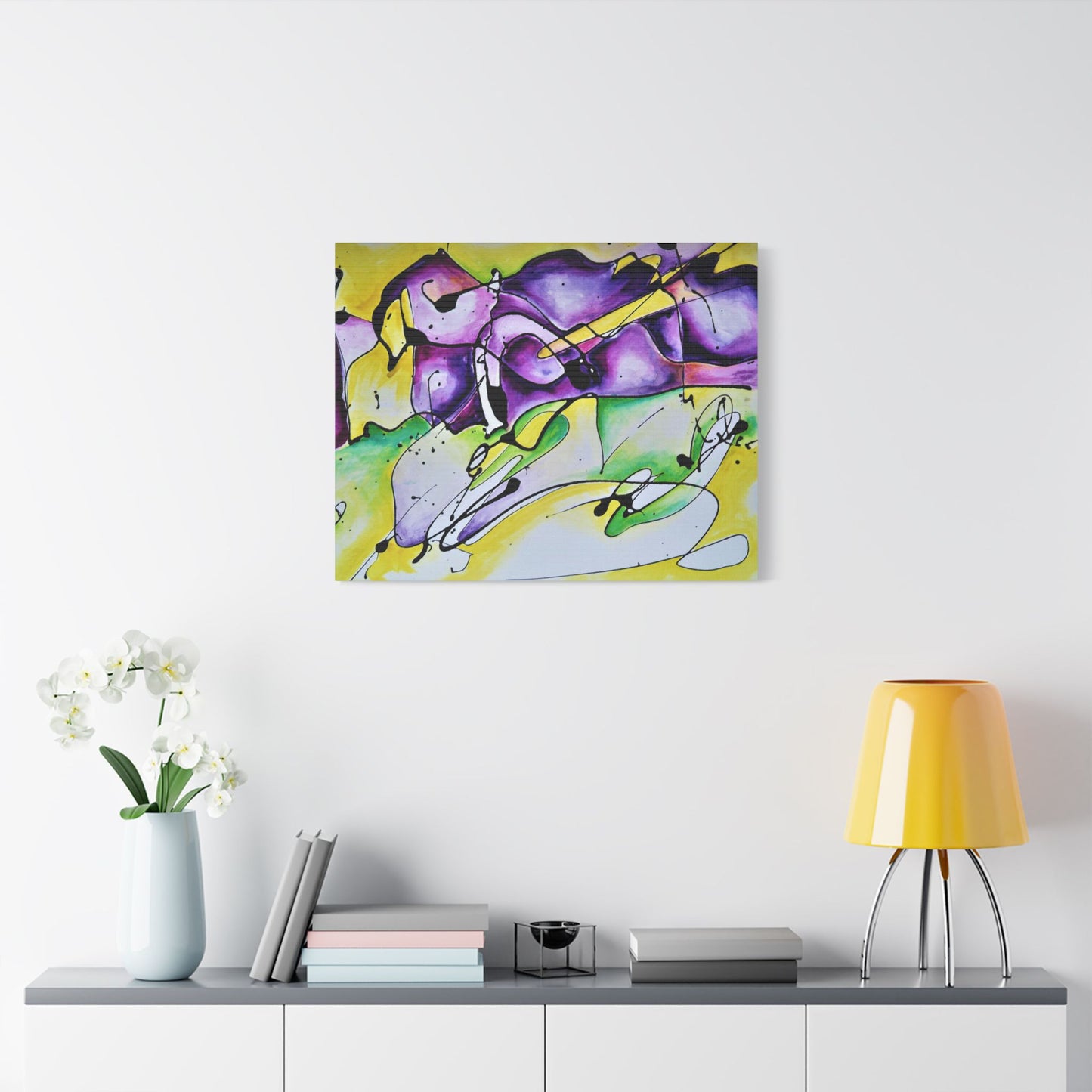 Purple Mountains Satin Canvas, Stretched