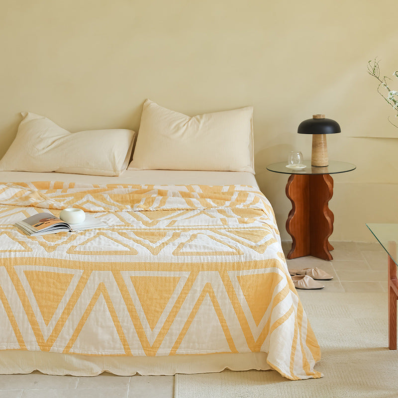 New Cotton Three-Layer Gauze Blanket for All Seasons - Hoh Xil-yellow 150 x200cm (about 0.85kg) - blanket