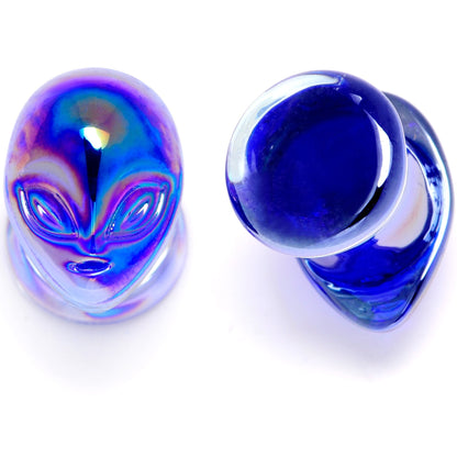 Aurora Blue Glass Outer Space Alien Double Flare Plug Set 10mm to 19mm- BodyCandy- {{Product type}}