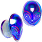 Aurora Blue Glass Outer Space Alien Double Flare Plug Set 10mm to 19mm- BodyCandy- {{Product type}}