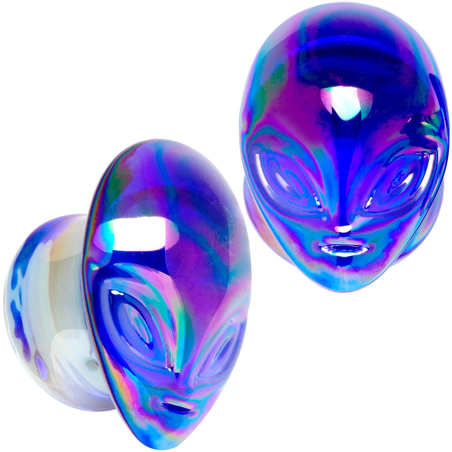 Aurora Blue Glass Outer Space Alien Double Flare Plug Set 10mm to 19mm- BodyCandy- {{Product type}}