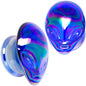 Aurora Blue Glass Outer Space Alien Double Flare Plug Set 10mm to 19mm- BodyCandy- {{Product type}}