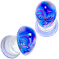 Aurora Blue Glass Outer Space Alien Double Flare Plug Set 10mm to 19mm- BodyCandy- {{Product type}}