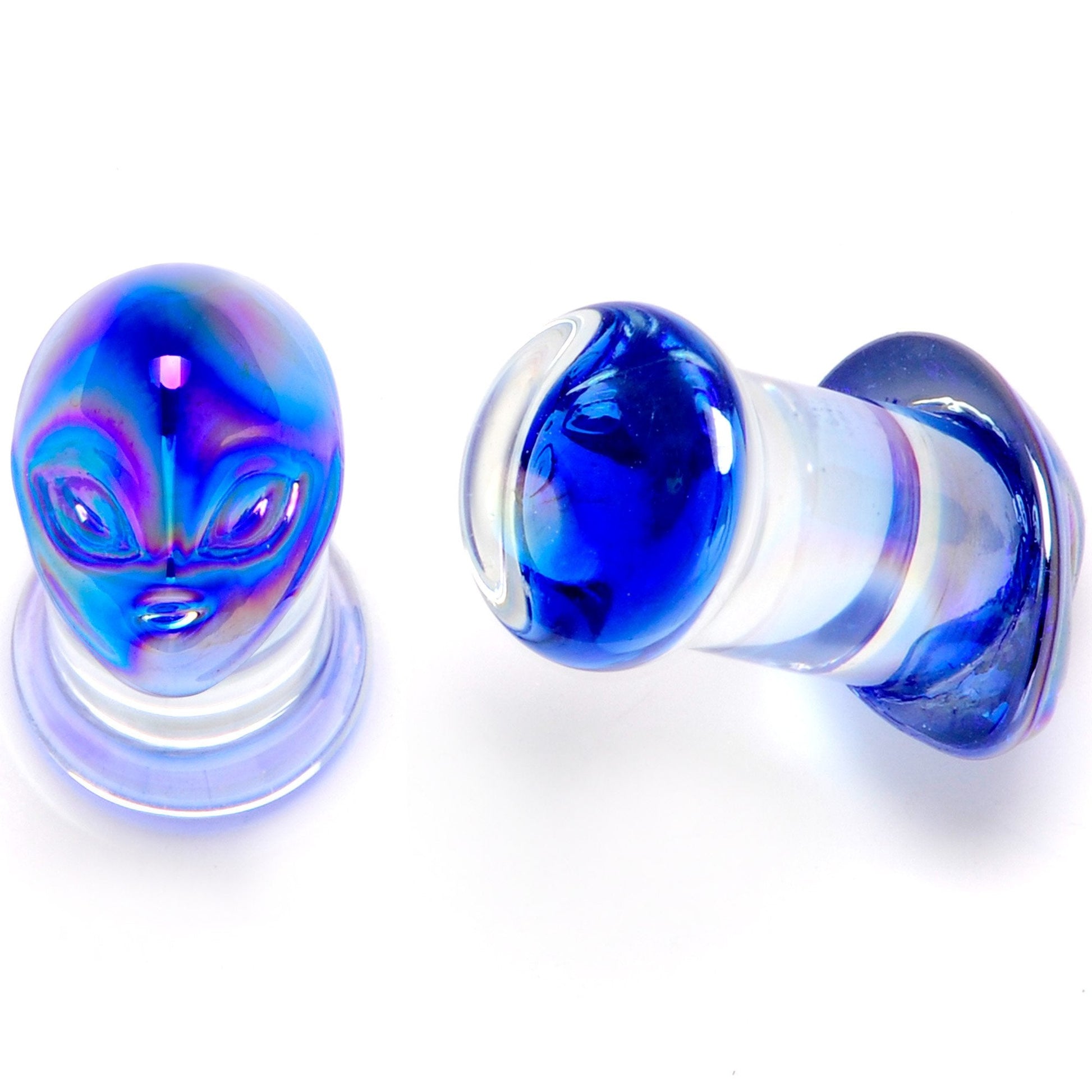Aurora Blue Glass Outer Space Alien Double Flare Plug Set 10mm to 19mm- BodyCandy- {{Product type}}
