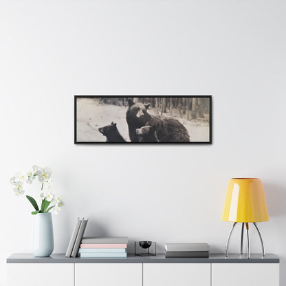 Yellowstone Black Bears Gallery Canvas Wraps 36″ x 12″ Black 1.25"