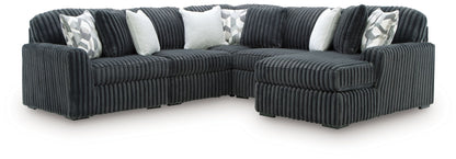 Midnight-Madness - Sectional - Dark Gray 5 Pc. Right Arm Facing Corner Chaise Sectional - Stationary Sectionals