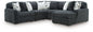 Midnight-Madness - Sectional - Dark Gray 5 Pc. Right Arm Facing Corner Chaise Sectional - Stationary Sectionals