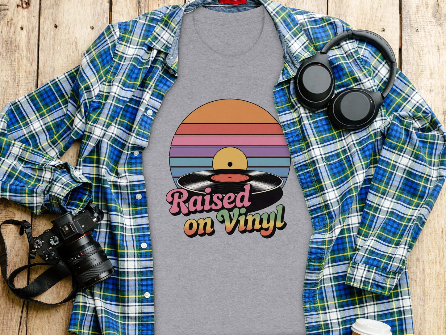 Raised On Vinyl Vintage Retro Style Design Graphic T-Shirt- Cloud 16 Clothing Co.- {{Product type}}