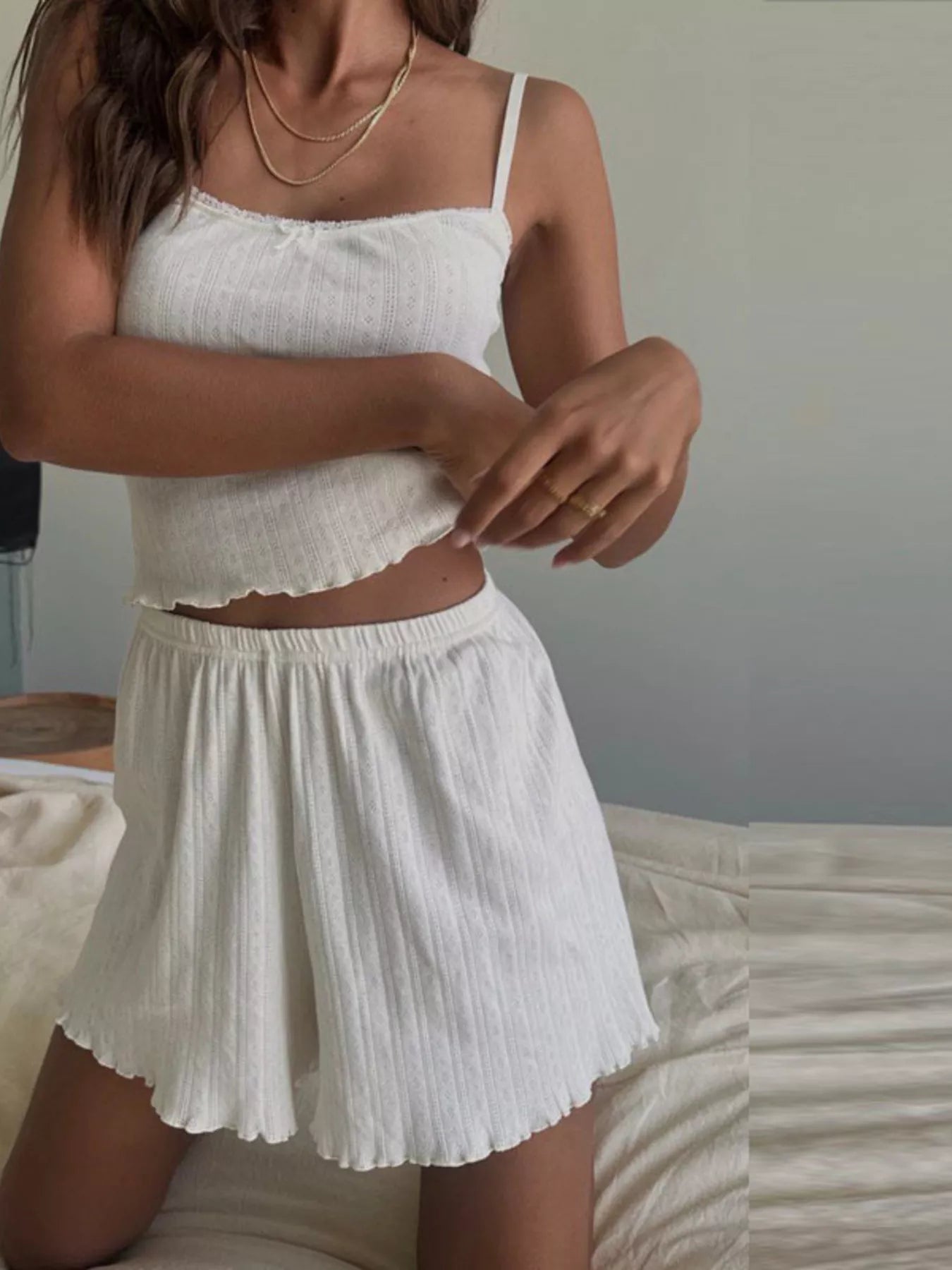 Ribbed Knit Cami and Shorts Set- Shopimist- {{Product type}}