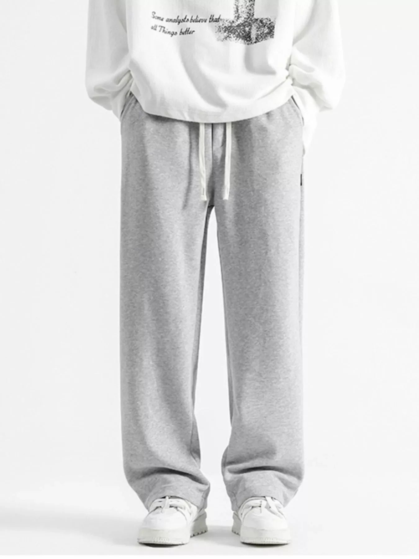Men's Full Size Casual Loose Fit Sweatpants Plus Size - Light Gray -