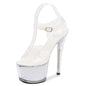 Elegant Crystal Stiletto Platform Heels - White 41 - heels