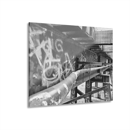 Black & White Urban Graffiti Acrylic Print — Industrial Alley Wall Art French Cleat - - Home Decor