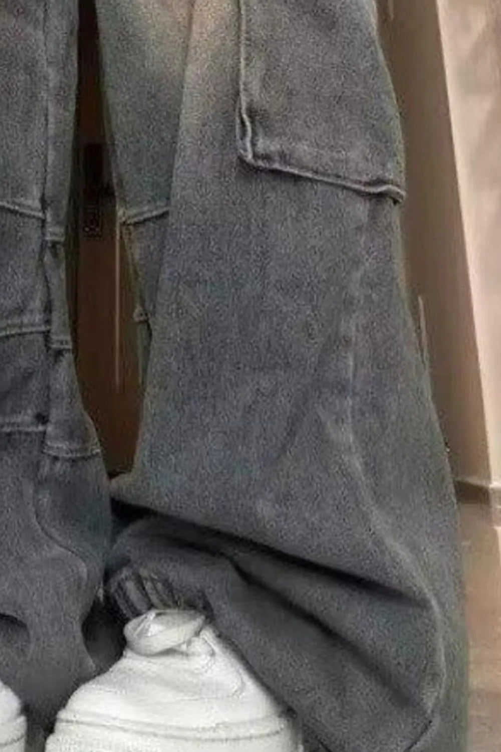 Men's Plus Size Wide Leg Cargo Jeans - -