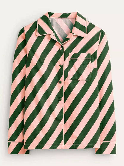 Striped Long Sleeve Shirt and Pants Lounge Set- Shopimist- {{Product type}}