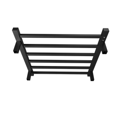 Towel Warmer 6 Bar Electric Heated Towel Rack Wall Mount Plug-in/Bath Towel Heater Matt-Black - Timer - -