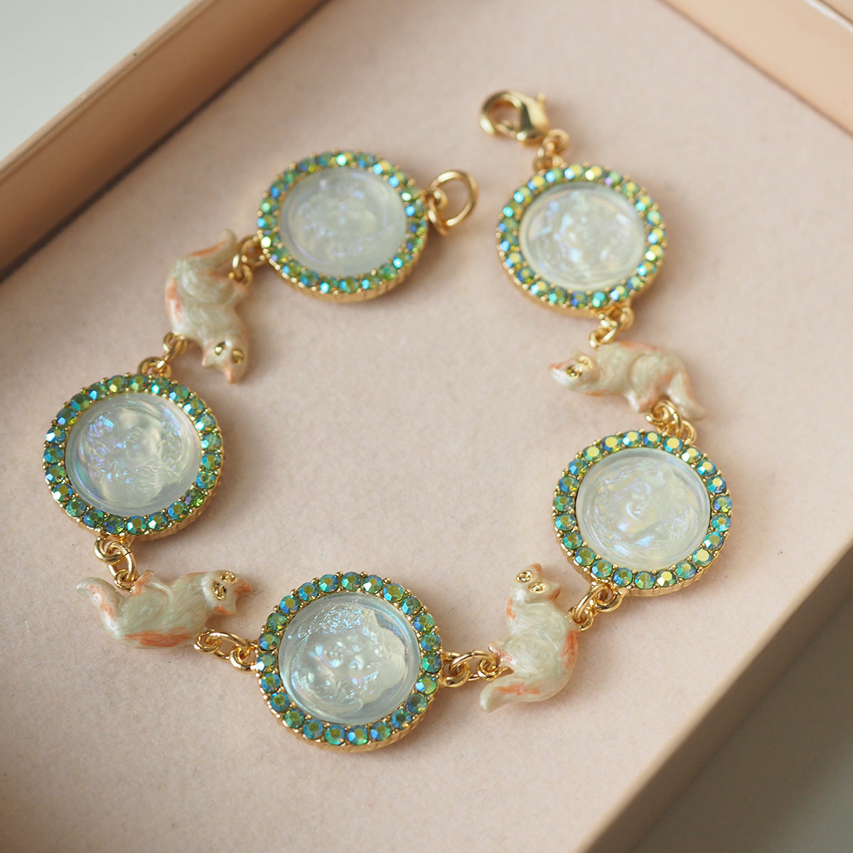 Vintage Relief Sleeping Angel Bracelet - - bracelet