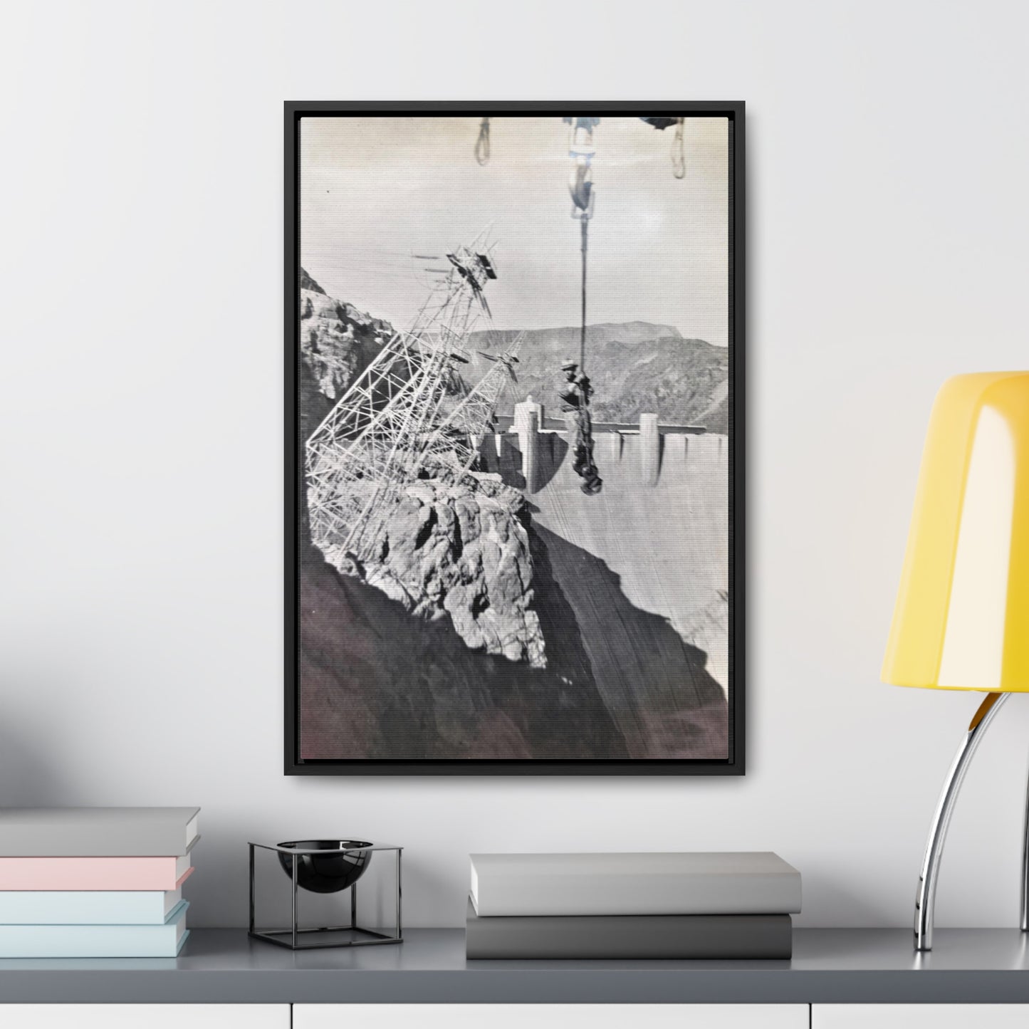 Suspended Boulder Dam Worker Gallery Canvas Wraps, Vertical Frame