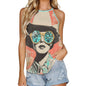 Baha Ranch Turquoise Cowgirl Retro Pop Western Tank Top - white - Tanks & Camis
