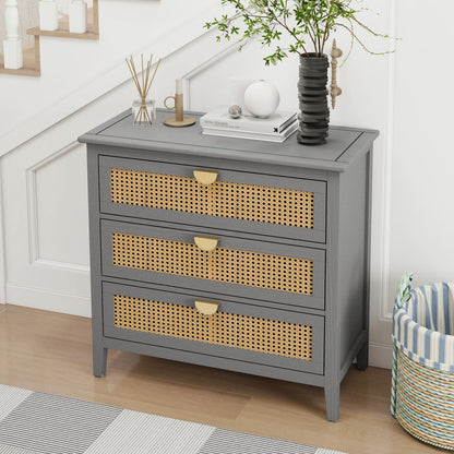 3 Drawer Cabinet, Natural Rattan, American Furniture- Unique Piece Furniture- {{Product type}}